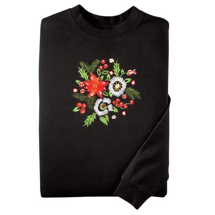 Embroidered Holiday Bouquet Sweatshirt by Sawyer Creek™-378121