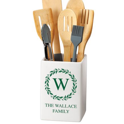 Personalized Wreath Initial and Name Square Crock-378137