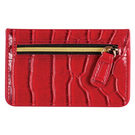 Faux Croc Card Holder Wallet-378642