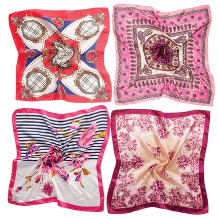 Silk-Like Fashion Scarves, Set of 4-378717