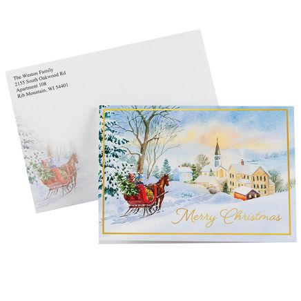 Personalized Sleigh Ride Christmas Cards, Set of 20-378738