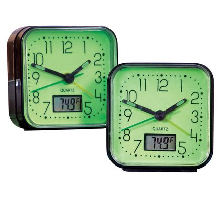 View product details for Glow-In-The-Dark Clocks, Set of 2