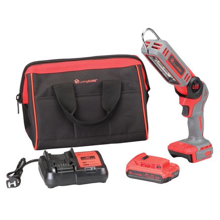 Cordless LED Worklight, Battery, Charger and Bag Set By LivingSURE™-379905