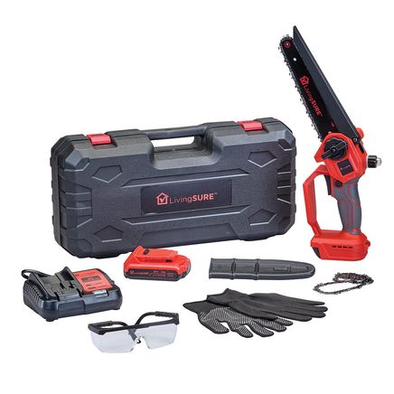8" Chainsaw, Battery, Charger and Bag Set By LivingSURE™-380217