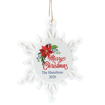 View product details for Personalized Merry Christmas Porcelain Snowflake Ornament