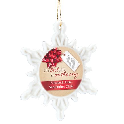View product details for Personalized The Best Gift is on the Way Snowflake Ornament