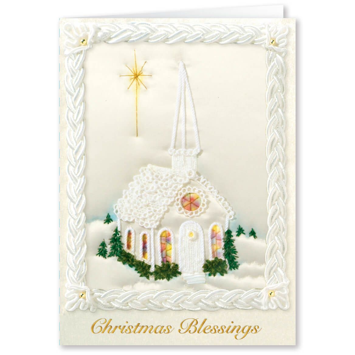 Personalized Satin Chapel Christmas Card Set of 20 + '-' + 342404