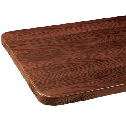 Wood Grain Vinyl Elasticized Banquet Table Cover-344629