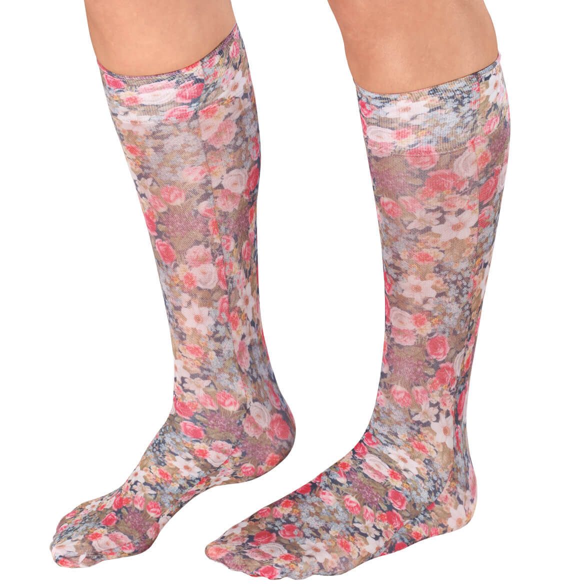 Women's Floral Link Nylon 15-20mmHg Graduated Compression Socks