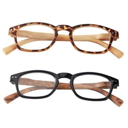 Reading Glasses with Wood Grain Bows, 2 Pair-361737