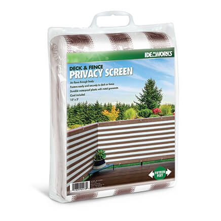 Brown and White Striped Deck & Fence Privacy Screen-364576