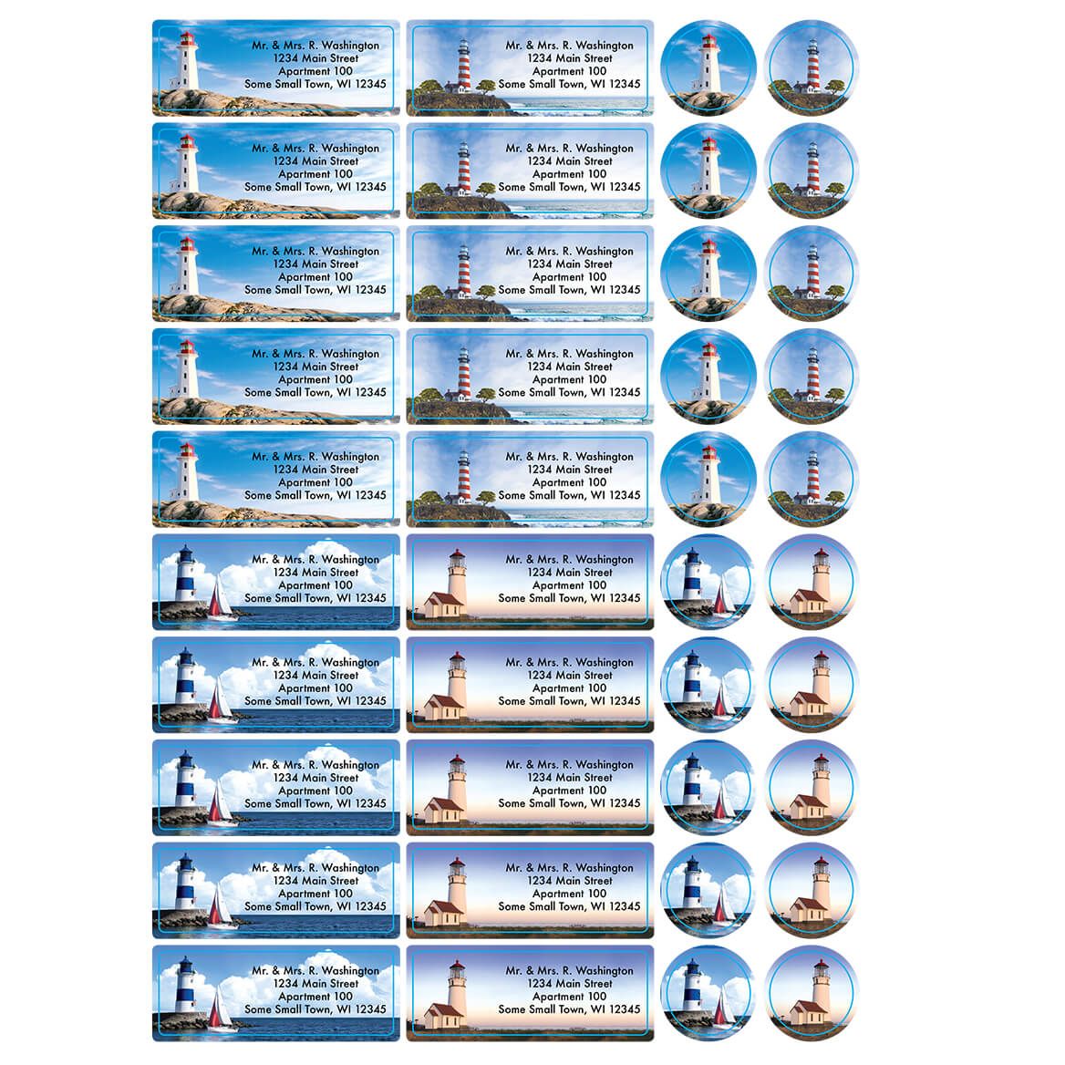 Personalized Tranquil Lighthouses Labels and Envelope Seals 60 + '-' + 366169