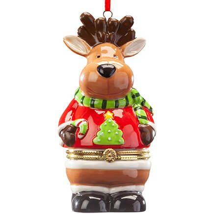 Reindeer in Sweater Ornament Trinket Box-368108