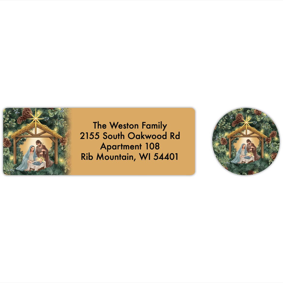 Personalized Nativity Wreath Labels & Envelope Seals 20 + '-' + 368274