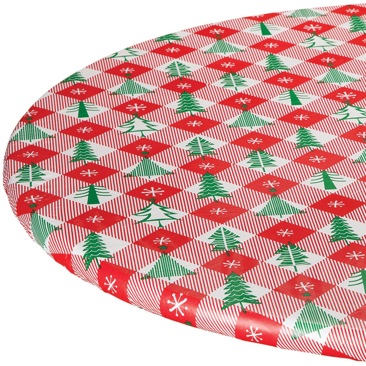 Vintage Holiday Tree Elasticized Vinyl Table Cover by Chef's Pride™ + '-' + 368354