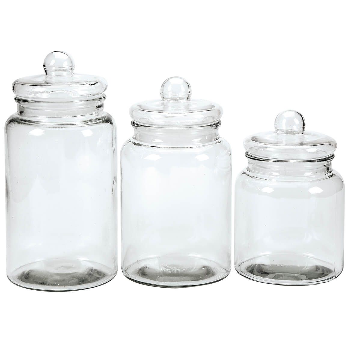 Clear Glass Apothecary Jars, Set of 3 + '-' + 368671