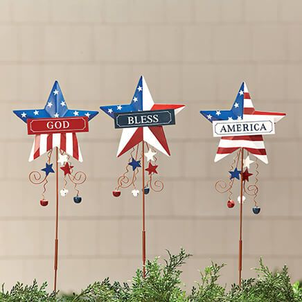 God Bless America Metal Stakes by Holiday Peak™, Set of 3-369425