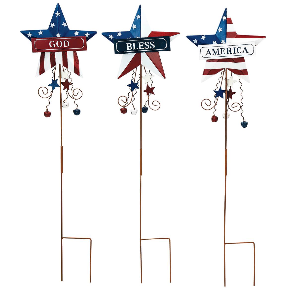 God Bless America Metal Stakes by Holiday Peak™, Set of 3 + '-' + 369425