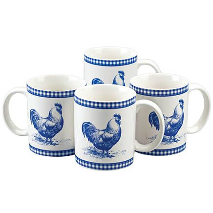 Blue Rooster Mugs, Set of 4 by William Roberts-369665