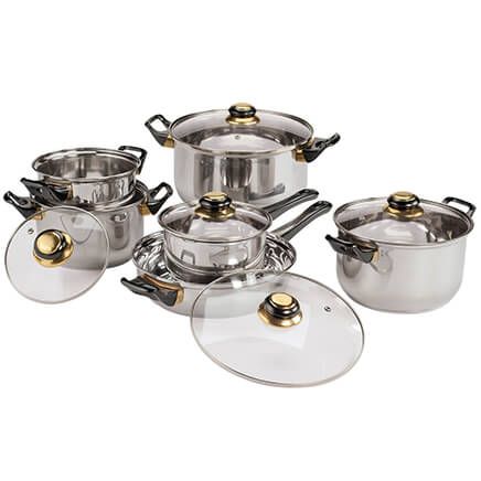 Deluxe 12 Pc. Stainless Steel Cookware Set-369767