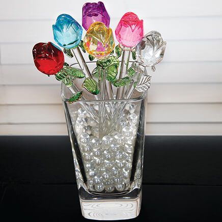 View product details for Exquisite Glass Roses, Set of 6