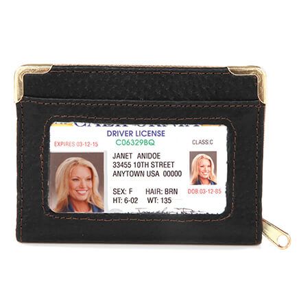 View product details for RFID Leather Zip-Up Security ID Credit Card Case