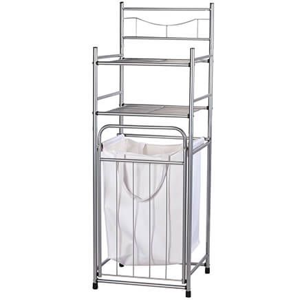 Brushed Nickel Tower with Hamper-370631