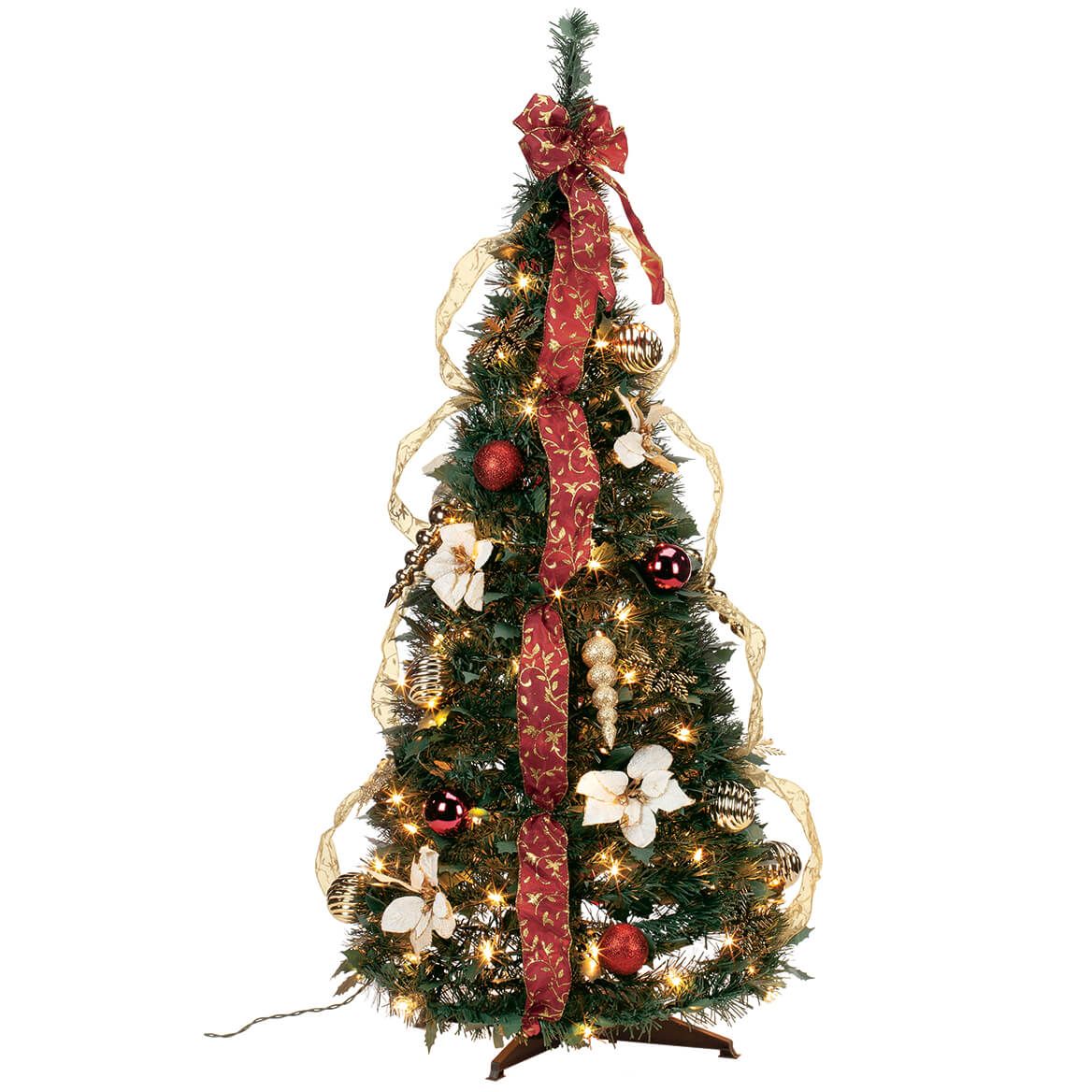 4' Burgundy & Gold  Victorian Pull-Up Tree by Holiday Peak™ + '-' + 370812