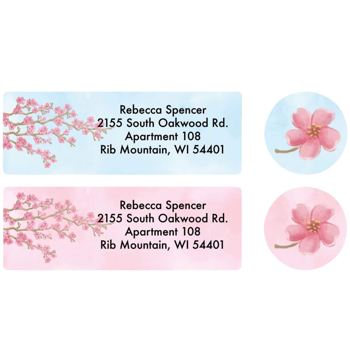 Personalized Blossoms Label and Seal Set + '-' + 370822