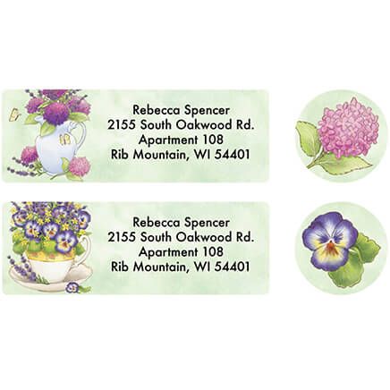 Personalized Lavender Floral Label and Envelope Seals set of 20-370831
