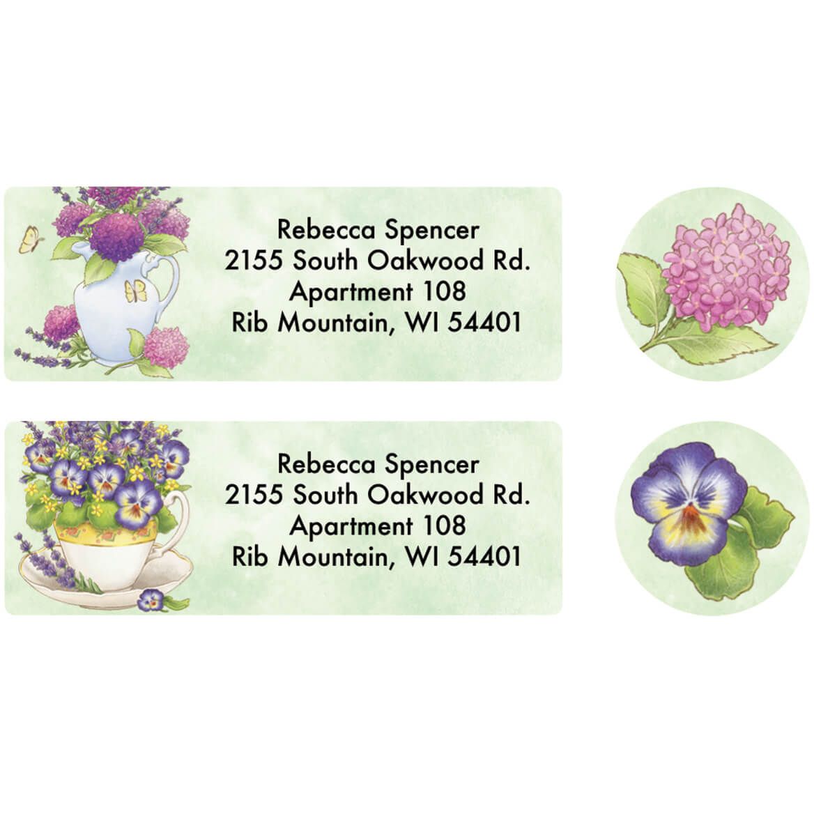 Personalized Lavender Floral Label and Envelope Seals set of 20 + '-' + 370831