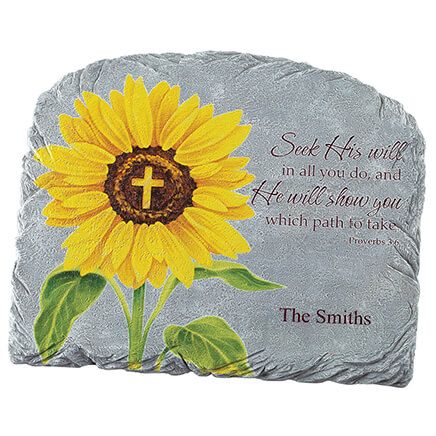 Personalized Sunflower Proverbs 3:6 Garden Stone-371655