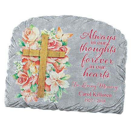 Personalized Floral Cross Garden Stone-371659