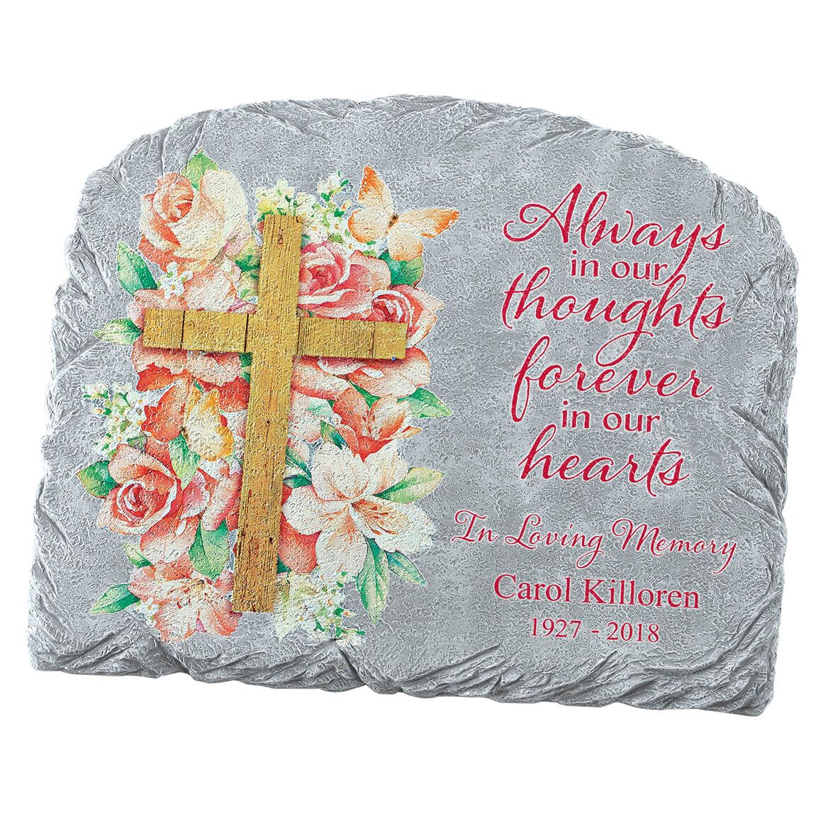 Personalized Floral Cross Garden Stone + '-' + 371659