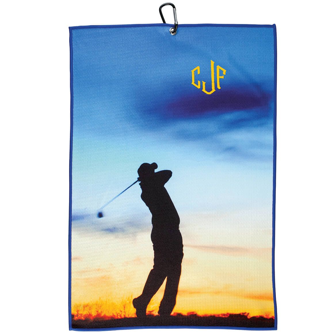 Personalized Vertical Silhouette Microfiber Golf Towel + '-' + 371791