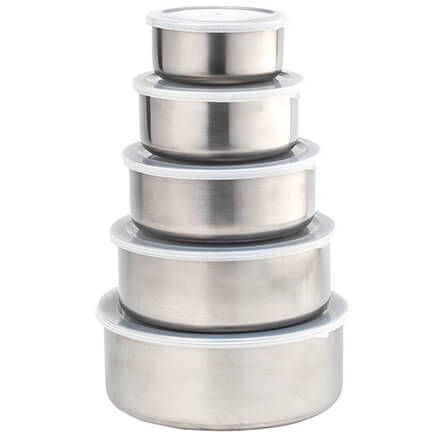 Stainless Steel Storage Bowls with Lids, Set of 5-372015