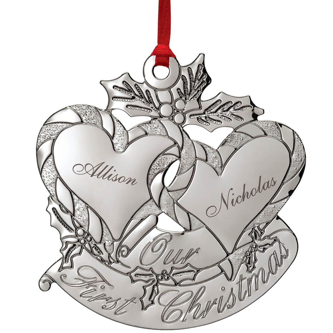 Personalized Silver-Tone Our First Christmas Ornament + '-' + 372024