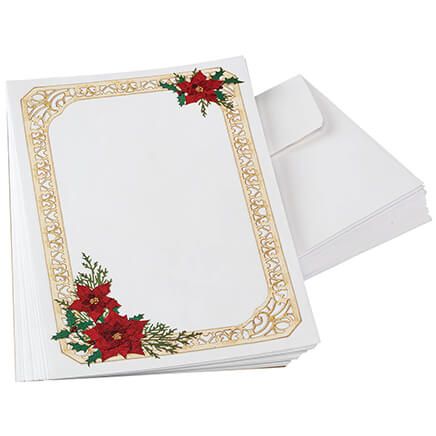 Poinsettia Collage Stationery Set-372028
