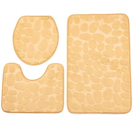 Pebble Embossed Memory Foam Bathroom Mat, Set of 3-372266