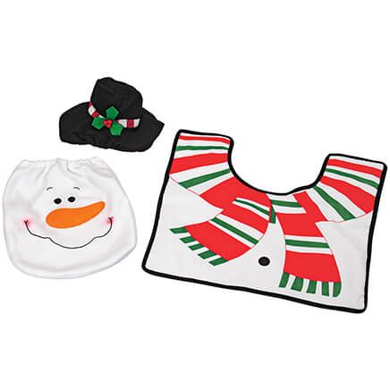 Snowman Toilet Cover and Rug, Set of 3-372336
