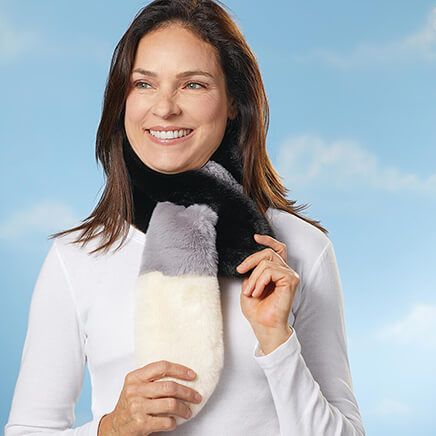 Faux Fur Tricolor Pull-Through Scarf/Stole-372344