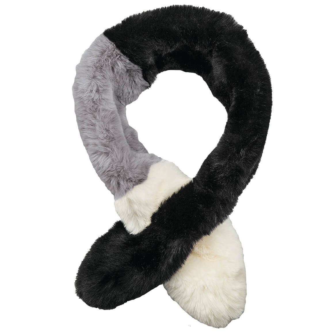 Faux Fur Tricolor Pull-Through Scarf/Stole + '-' + 372344