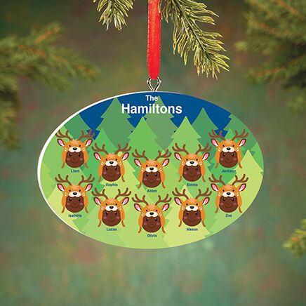 Personalized Dark Skintone Reindeer Hat Family Ornament-372379