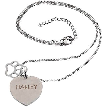 Personalized Heart Necklace with Paw Charm-372534