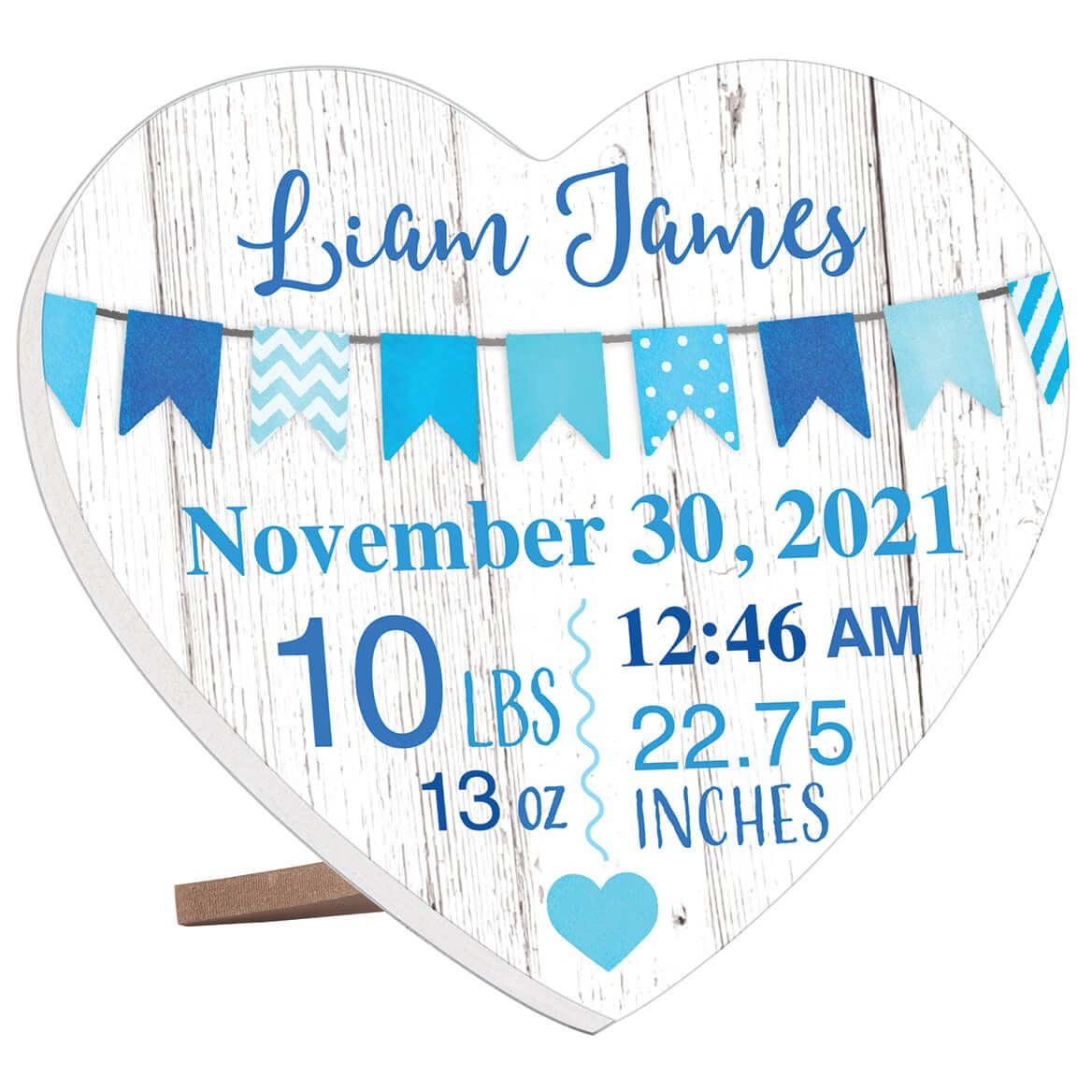 Personalized Birth Announcement Heart Table Sitter + '-' + 372913