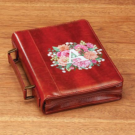 Personalized Floral Initial Brown Bible Case-372918