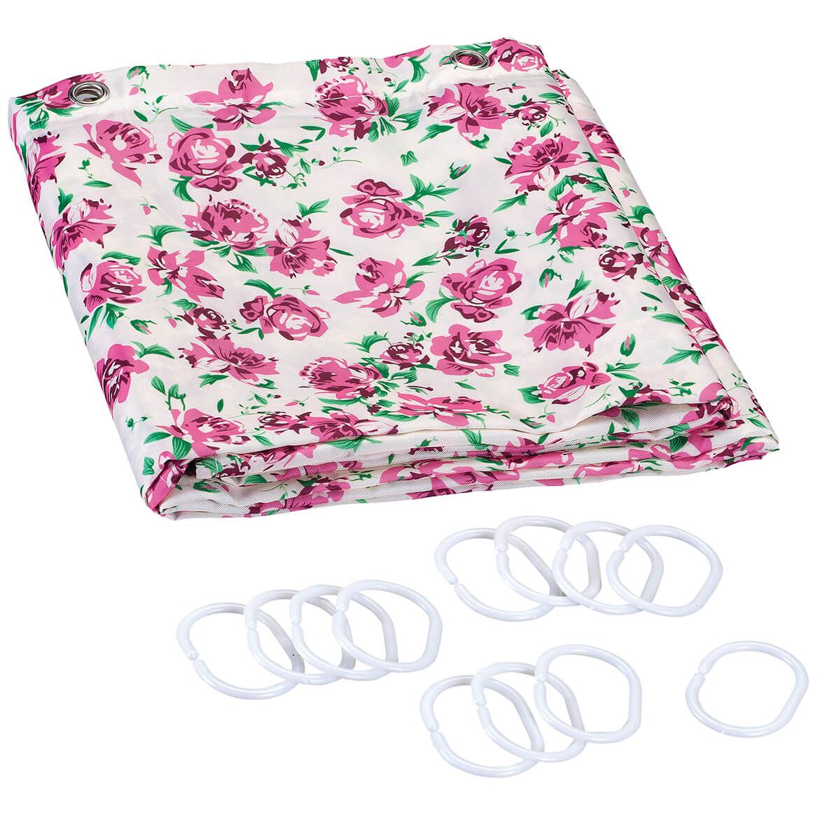 Roses Shower Curtain with Set of 12 Hooks + '-' + 373202