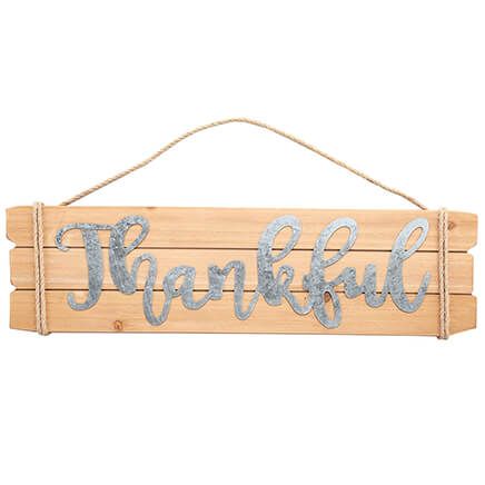 Thankful Tin and Wood Wall Sign-373258