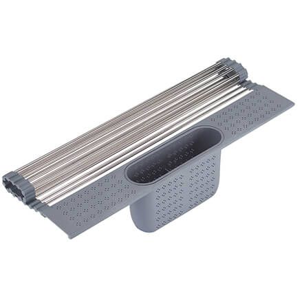 Over-the-Sink Roll-Up Drying Rack with Utensil Holder by Home Marketplace-373318