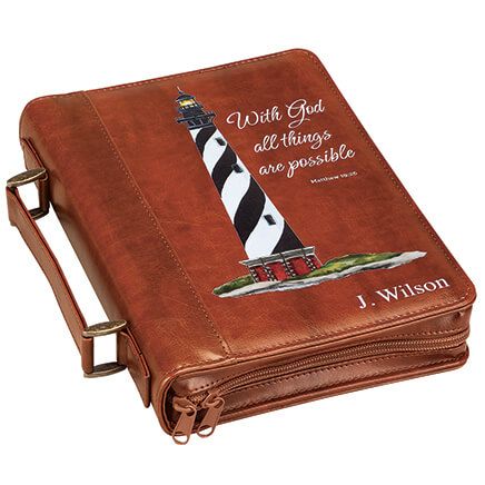 Personalized Lighthouse Brown Bible Case-373337
